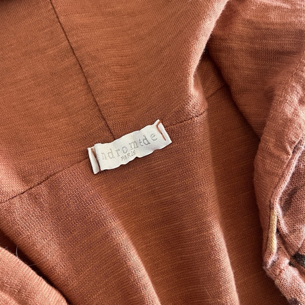 Made in italy Soft Open Front Hoodie Orange Medium Romantic Hoodie Leaf Print - Picture 2 of 5